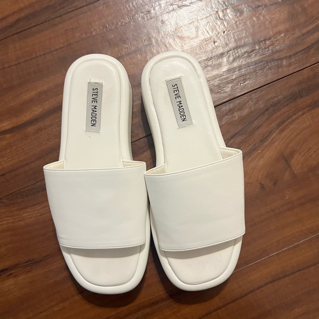 Steve Madden Ivory Platform Slide Sandals